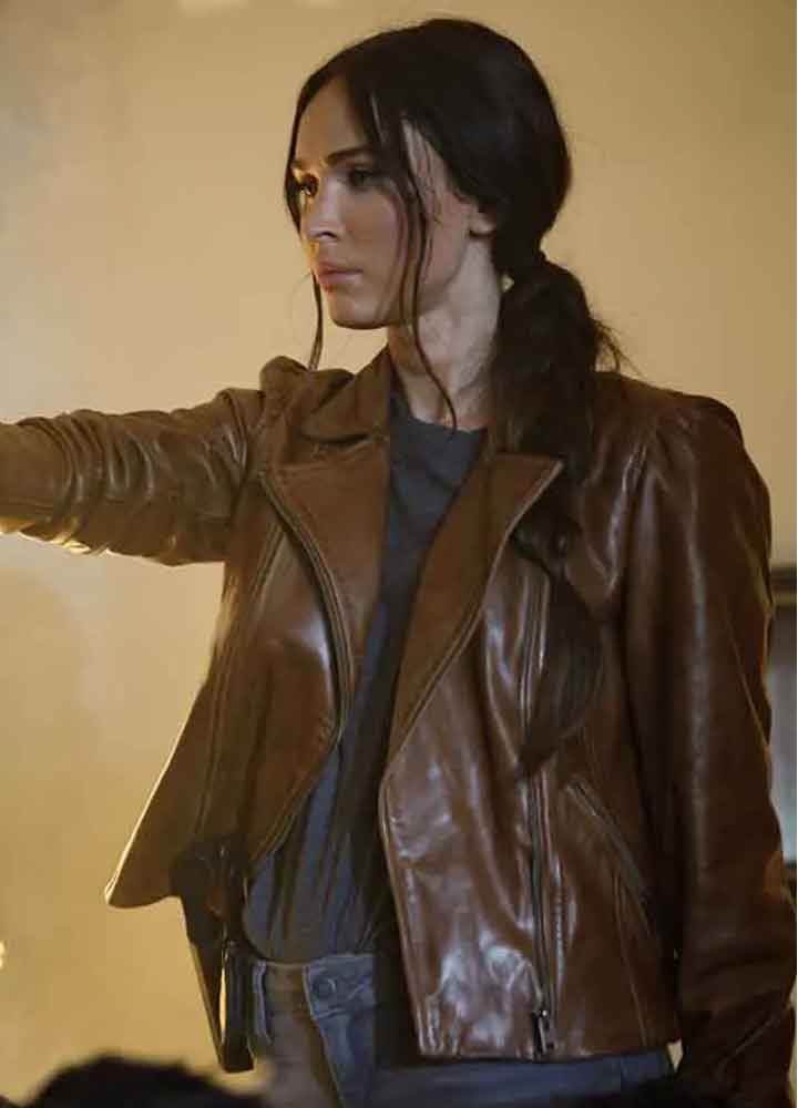 MIDNIGHT IN THE SWITCHGRASS (REBECCA) MEGAN FOX BROWN LEATHER JACKET  MIDNIGHT IN THE SWITCHGRASS (REBECCA) MEGAN FOX BROWN LEATHER JACKET